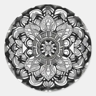 Klassieke ronde slingermuis (zwart en wit) sticker