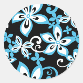 KLASSIEKE RONDE STICKER ALOHA HAWAII (BLACK/BLUE)