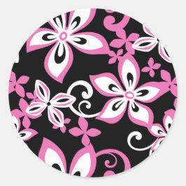 KLASSIEKE RONDE STICKER ALOHA HAWAII (BLACK/PINK)