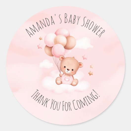 Klassieke ronde Sticker Baby shower kort wachten (Voorkant)