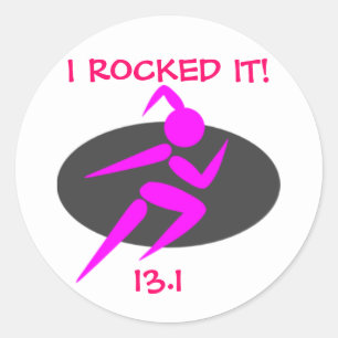 Klassieke ronde sticker, draaiend meisje 13.1 sticker