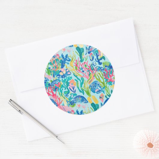 Klassieke ronde sticker in stijlvol grafisch ontwe (Envelop)