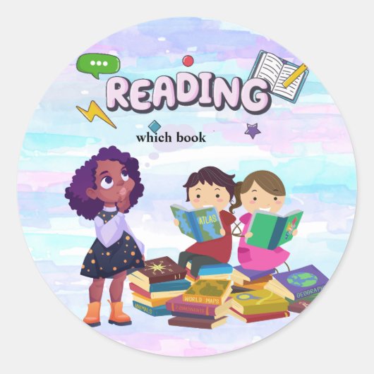 klassieke ronde sticker lezen (Voorkant)