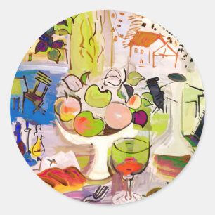 Klassieke ronde Sticker, Mediterraans Stilleven Sticker