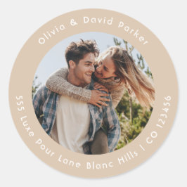 Klassieke Ronde Sticker met Koppel Foto en Retoura