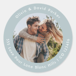 Klassieke Ronde Sticker met Koppel Foto en Retoura
