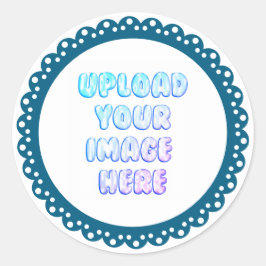 Klassieke ronde sticker met rand en bedrijfslogo