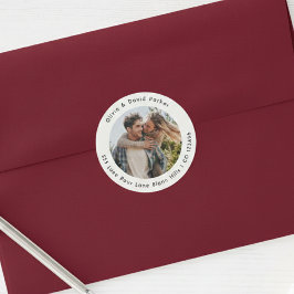 Klassieke Ronde Sticker met Retouradres en Koppel