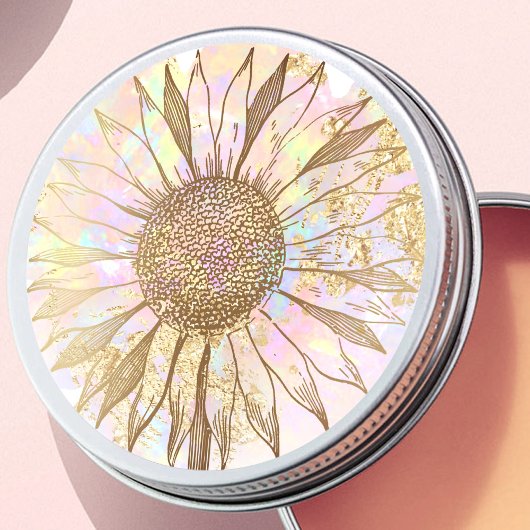 klassieke ronde sticker met zonnebloemontwerp