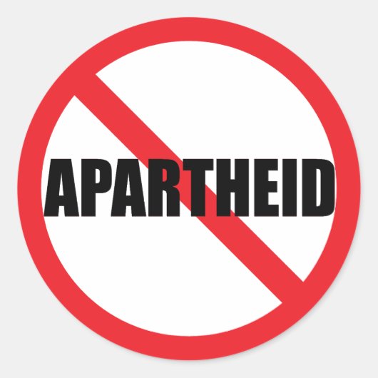 Klassieke ronde sticker "NO APARTHEID" (Voorkant)