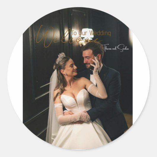 Klassieke Ronde Sticker Trouw - gepersonaliseerd (Voorkant)
