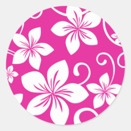 KLASSIEKE RONDE STICKER VAN BLAUW HAWAII (HOT PINK