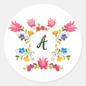 Klassieke ronde sticker van borduurwerk, van Flora (Voorkant)