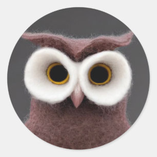 Klassieke ronde Sticker van vilt Owl