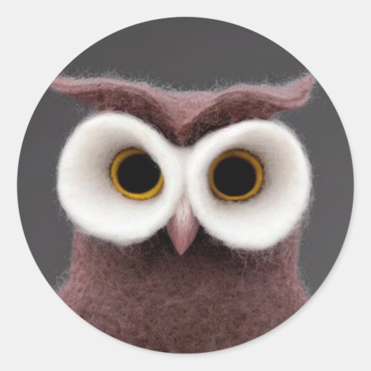 Klassieke ronde Sticker van vilt Owl (Voorkant)