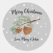 Klassieke ronde sticker voor grove kerstmis (Voorkant)