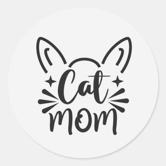 Klassieke ronde sticker voor kattenmoeder (Voorkant)