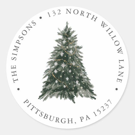 Klassieke ronde-sticker voor kerstretouradres ronde sticker (Voorkant)