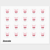 Klassieke Ronde Sticker | Zoete Kers Cute Strik (Vel)