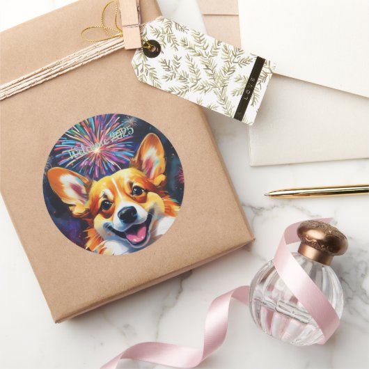 Klassieke ronde Stickers met Rainbow Color Vuurwer (Geschenken)