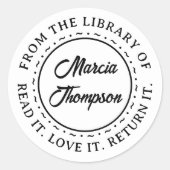 Klassieke Ronde Typografie Script Bibliotheek Boek Sticker (Voorkant)