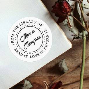 Klassieke Ronde Typografie Script Bibliotheek Boek Sticker