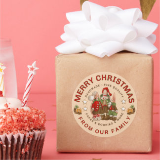 Klassieke ronde voor prettige kerstbakkerij sticker