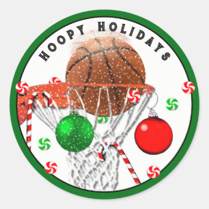 Klassieke rondskistster voor Basketball Kerstmis Ronde Sticker