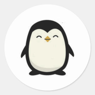 klassieke rondsticker van cutebabypenguin ronde sticker