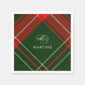 Klassieke rood en groen geplakt Custom Name Holida Servet (Voorkant)