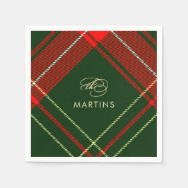 Klassieke rood en groen geplakt Custom Name Holida Servet