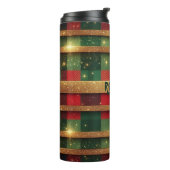 Klassieke rood en groen geplakt sprankelende goude thermosbeker (Gedraaid links)