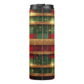 Klassieke rood en groen geplakt sprankelende goude thermosbeker (Achterkant)