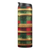 Klassieke rood en groen geplakt sprankelende goude thermosbeker (Geroteerd rechts)