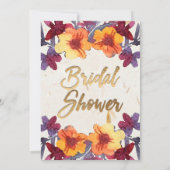 Klassieke Rood & Goud Bloemen Bruids Douche Uitnod Kaart (Achterkant)