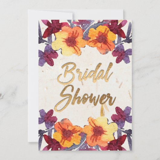 Klassieke Rood & Goud Bloemen Bruids Douche Uitnod Kaart (Achterkant)