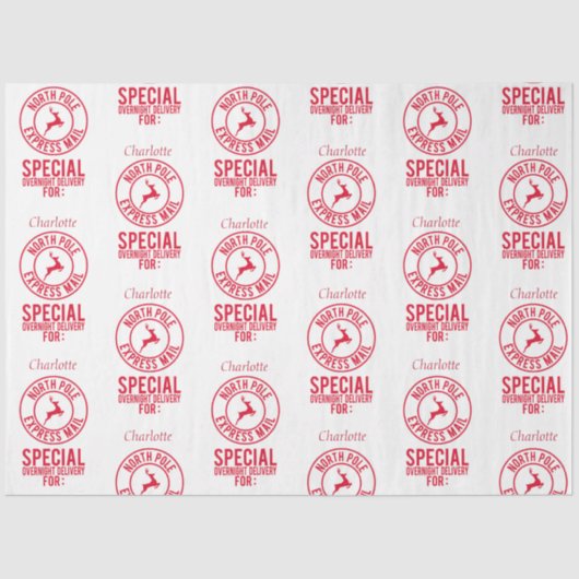 Klassieke rood-witte naam van de Noordpool Tissuepapier (Voorkant)