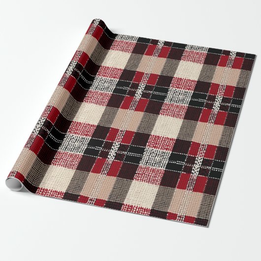Klassieke Rood & Zwart Tartan Plakken - Rustiek Ge Cadeaupapier (Uitgerold)