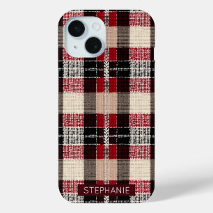 Klassieke Rood & Zwart Tartan Plakken - Rustiek Ge iPhone 15 Case