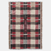 Klassieke Rood & Zwart Tartan Plakken - Rustiek Ge Deken (Voorkant Verticaal)