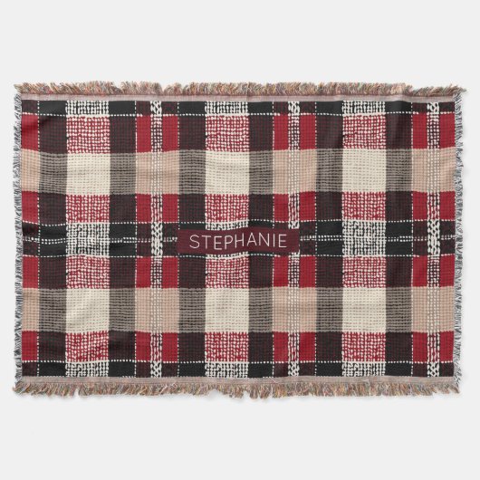 Klassieke Rood & Zwart Tartan Plakken - Rustiek Ge Deken (Voorkant)