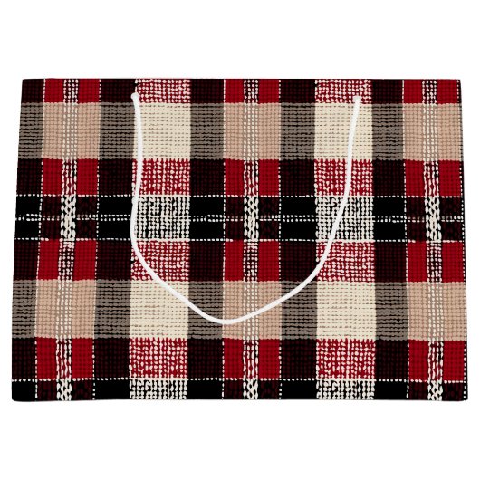Klassieke Rood & Zwart Tartan Plakken - Rustiek Ge Groot Cadeauzakje (Voorkant)