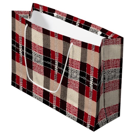 Klassieke Rood & Zwart Tartan Plakken - Rustiek Ge Groot Cadeauzakje (Voorkant Gekanteld)