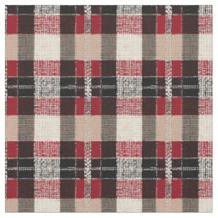 Klassieke Rood & Zwart Tartan Plakken - Rustiek Ge Stof