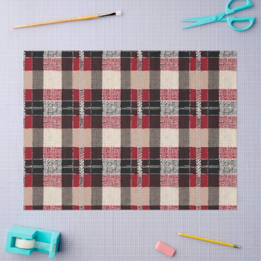 Klassieke Rood & Zwart Tartan Plakken - Rustiek Ge Tissuepapier (Craft)