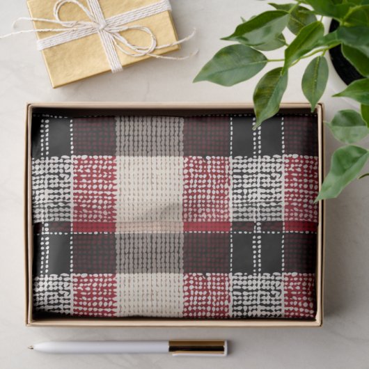 Klassieke Rood & Zwart Tartan Plakken - Rustiek Ge Tissuepapier (Geschenk)