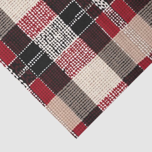 Klassieke Rood & Zwart Tartan Plakken - Rustiek Ge Tissuepapier (Detail)