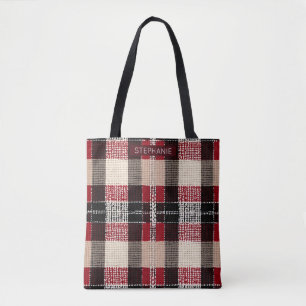 Klassieke Rood & Zwart Tartan Plakken - Rustiek Ge Tote Bag