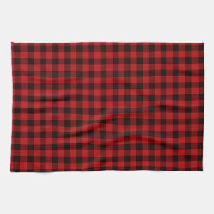 Klassieke rood-zwarte ruit theedoek