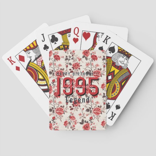 Klassieke Roos Bloem 90ste Verjaardag Pokerkaarten (Achterkant)